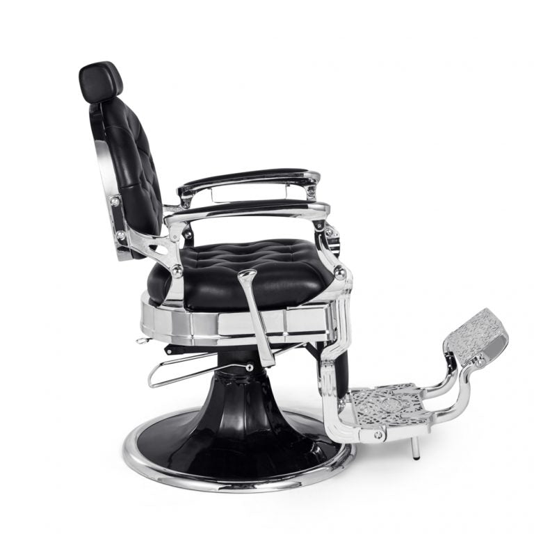 Fauteuil Barber Capitonné Black Silver KIRK B