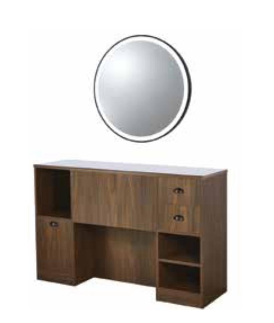 POSTE DE TRAVAIL AVEC MIROIR ROND LED