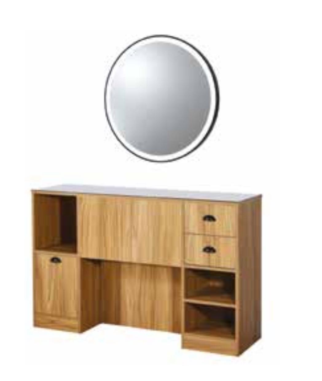 POSTE DE TRAVAIL AVEC MIROIR ROND LED