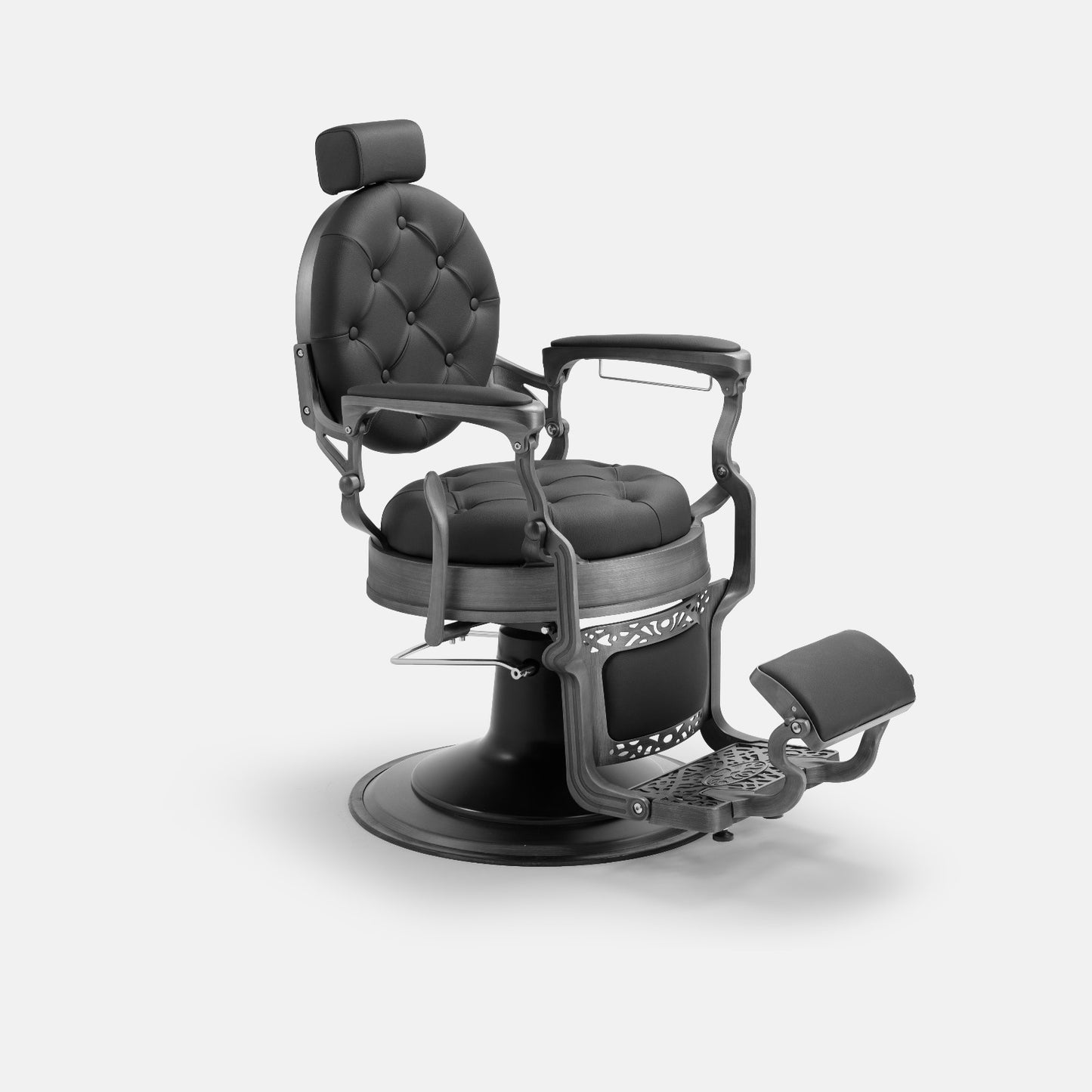 Fauteuil Barber Capitonné Black Silver Chrome