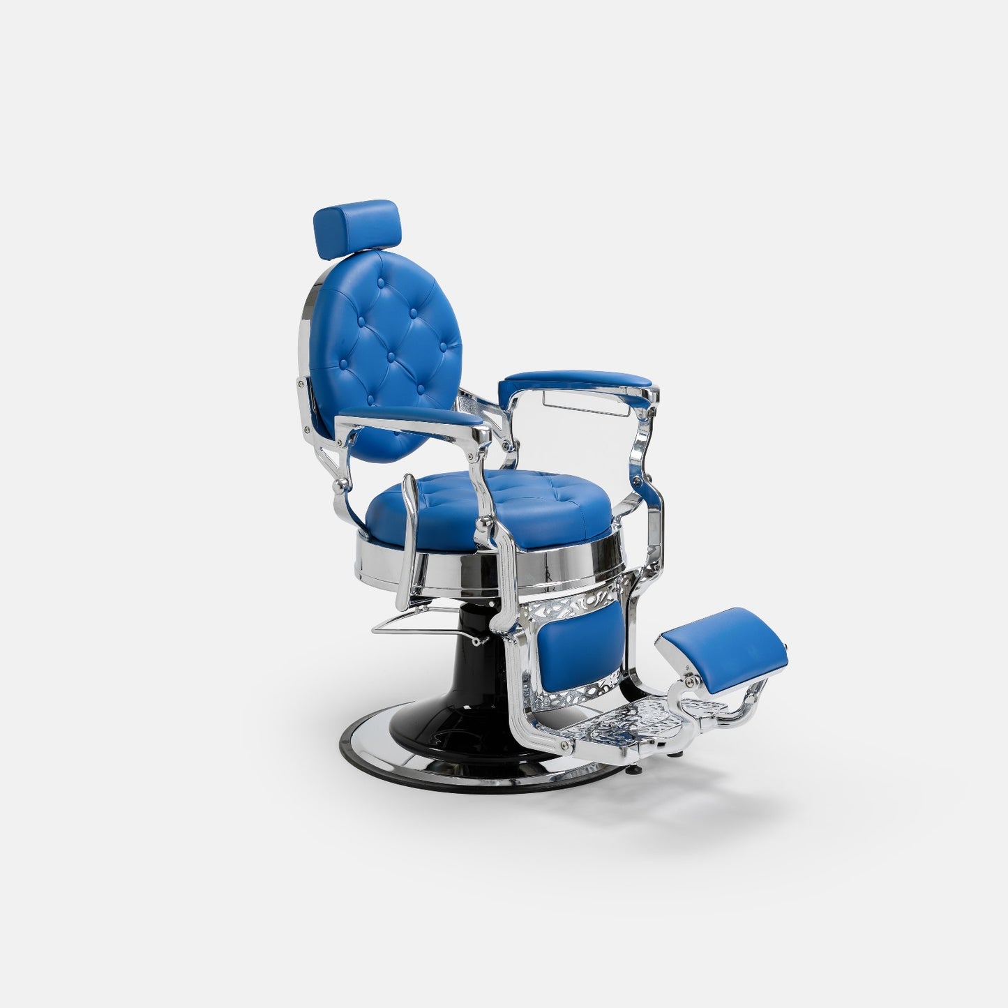 Fauteuil Barber Capitonné Bleu Silver