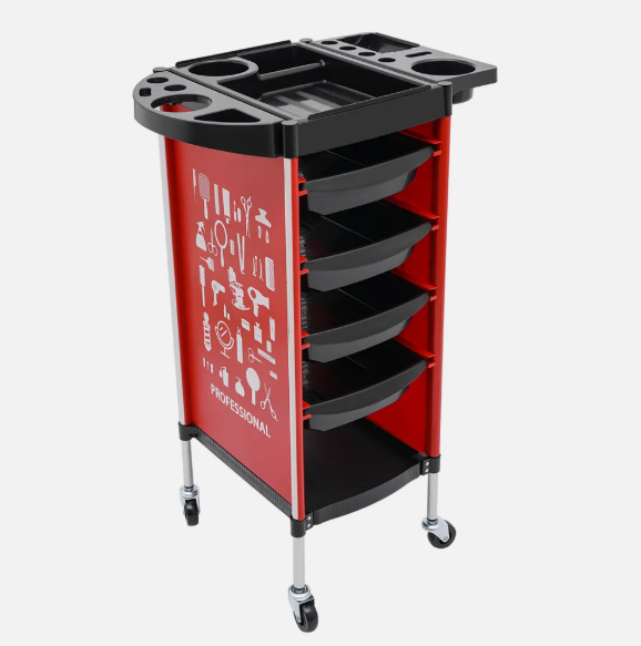 Chariot de Coiffure – Chariot Salon 5 Niveaux avec 4 Tiroirs – Rangement Professionnel Mobile