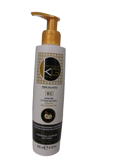 KeraGold Pro BC Sans Sulfates – Crème Nourrissante à la Kératine & Huile de Coco – 200 ml