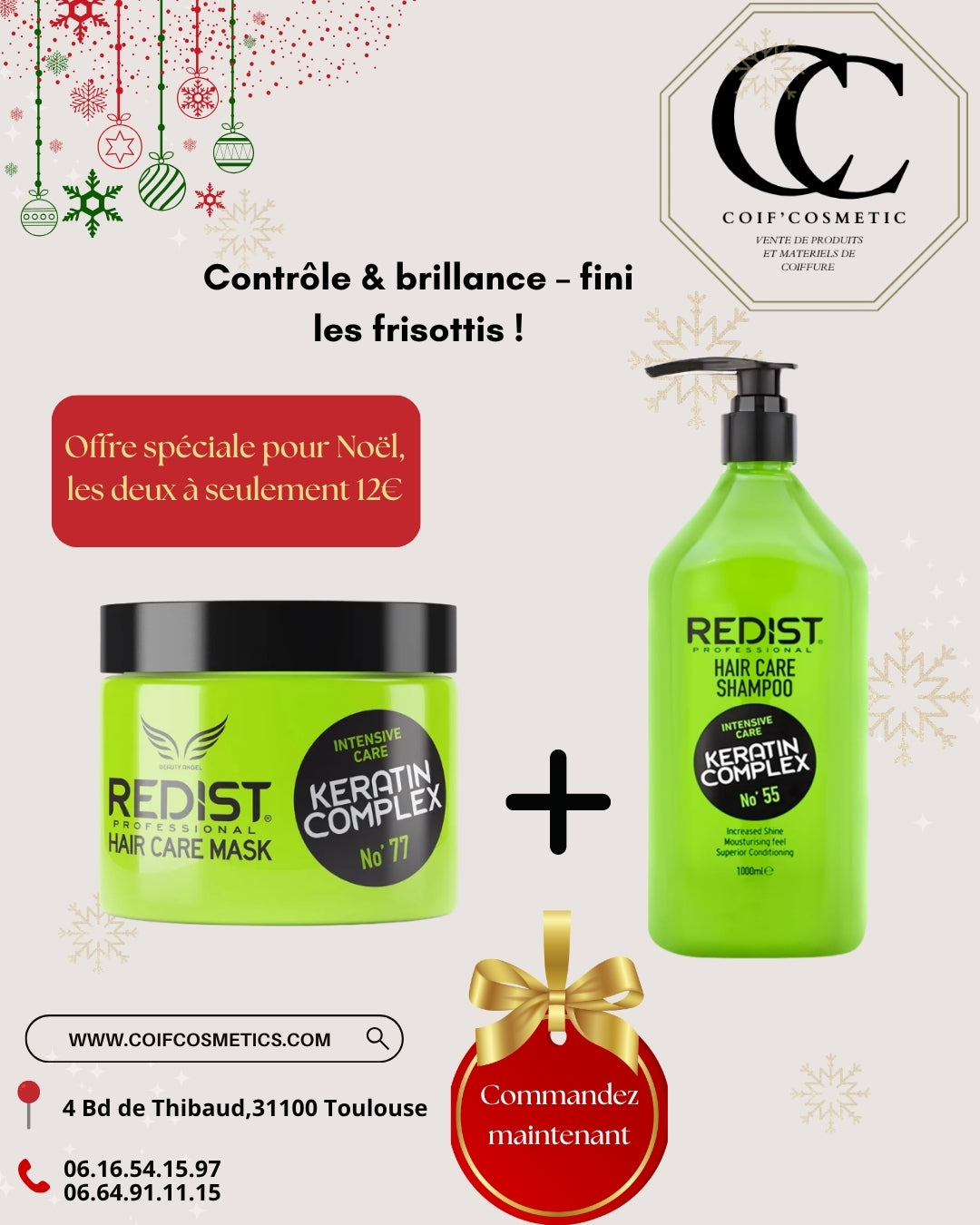 Pack Redist Shampooing & Masque Cheveux Anti-Chute, Lissant ou Réparateur à l’Huile d’Argan