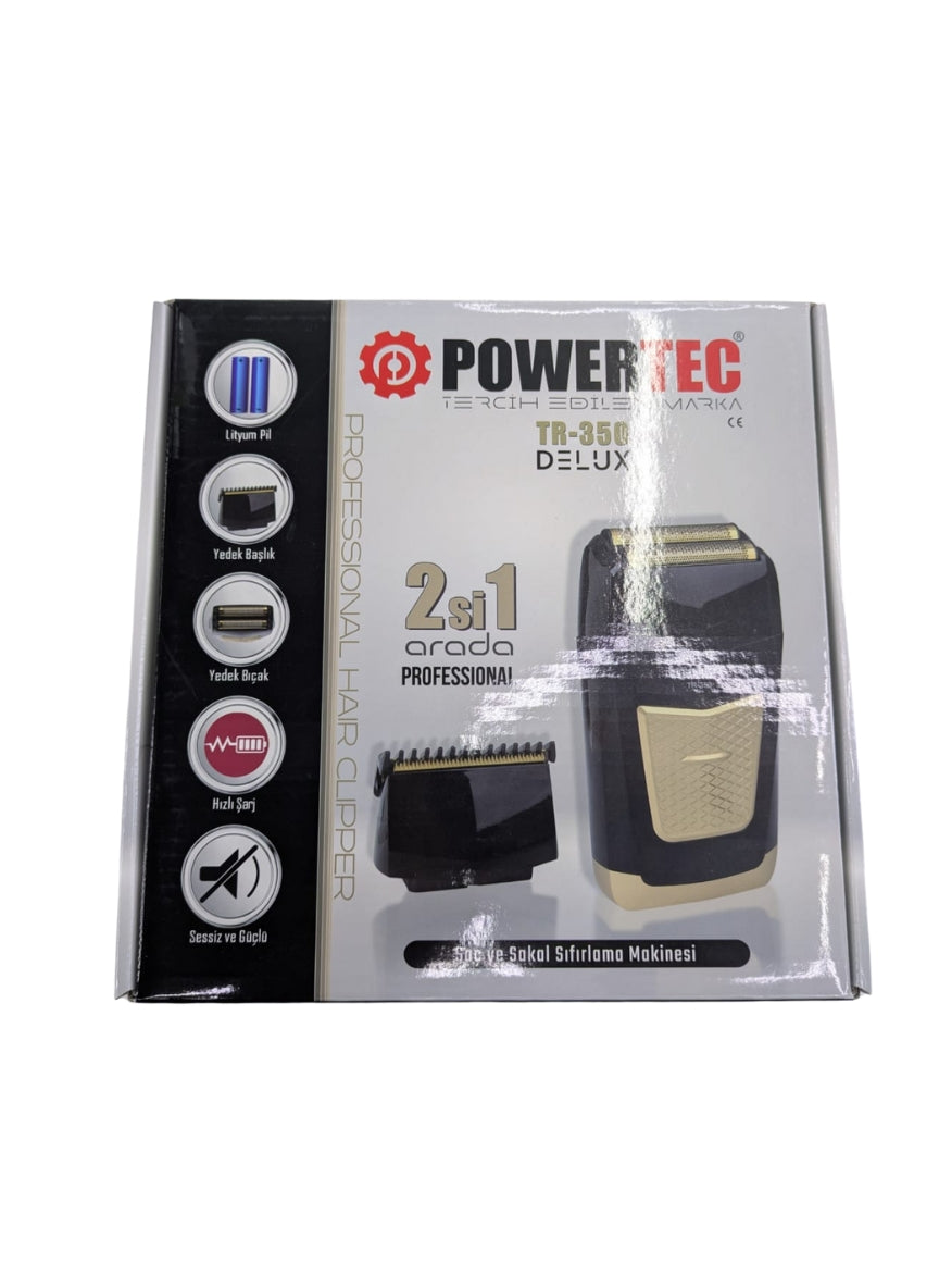 Powertec TR‑350 – Tondeuse Barbe & Cheveux Sans Fil avec USB