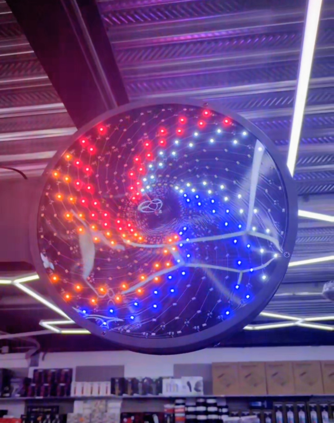 Barber Pole Rond lumière LED Pour mettre a l'intérieur