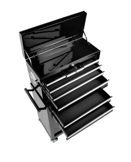 Chariot Barbier Métallique Noir – Servante Professionnelle avec Tiroirs, Coffre à Clé