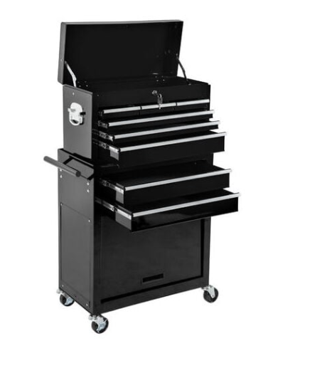 Chariot Barbier Métallique Noir – Servante Professionnelle avec Tiroirs, Coffre à Clé