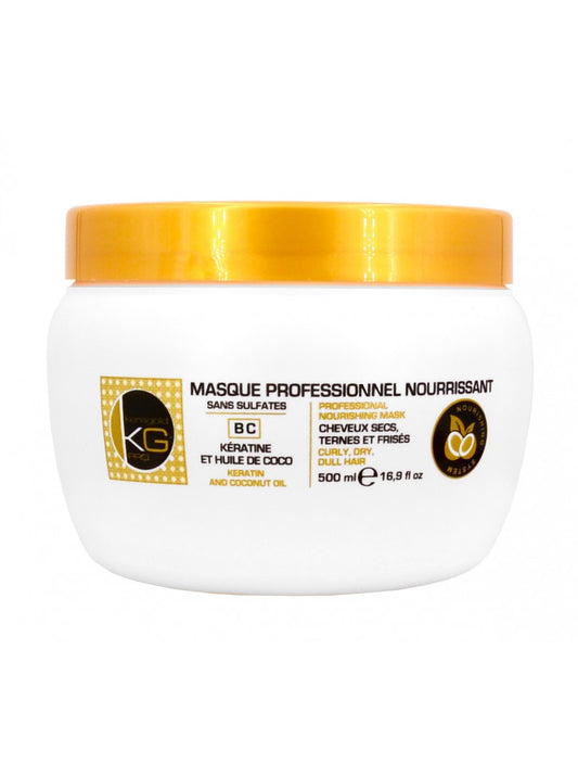 Masque KeraGold Kératine & Huile de Coco | Réparation Profonde & Nutrition Intense 500ml