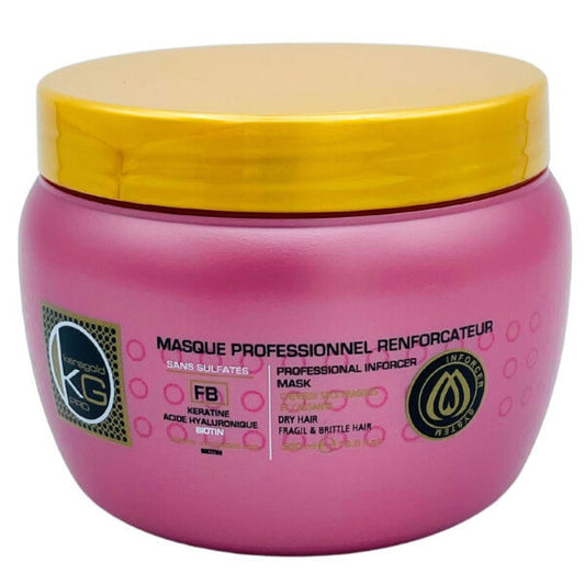 Masque KeraGold Kératine & Acide Hyaluronique – Hydratation Intense & Réparation Profonde pour Cheveux Abîmés 500ml