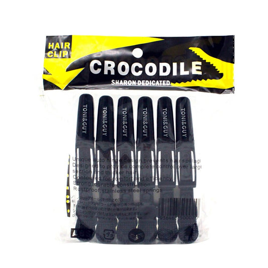 TONI & GUY – Lot de 6 Pinces Crocodile à Cheveux Noires Professionnelles