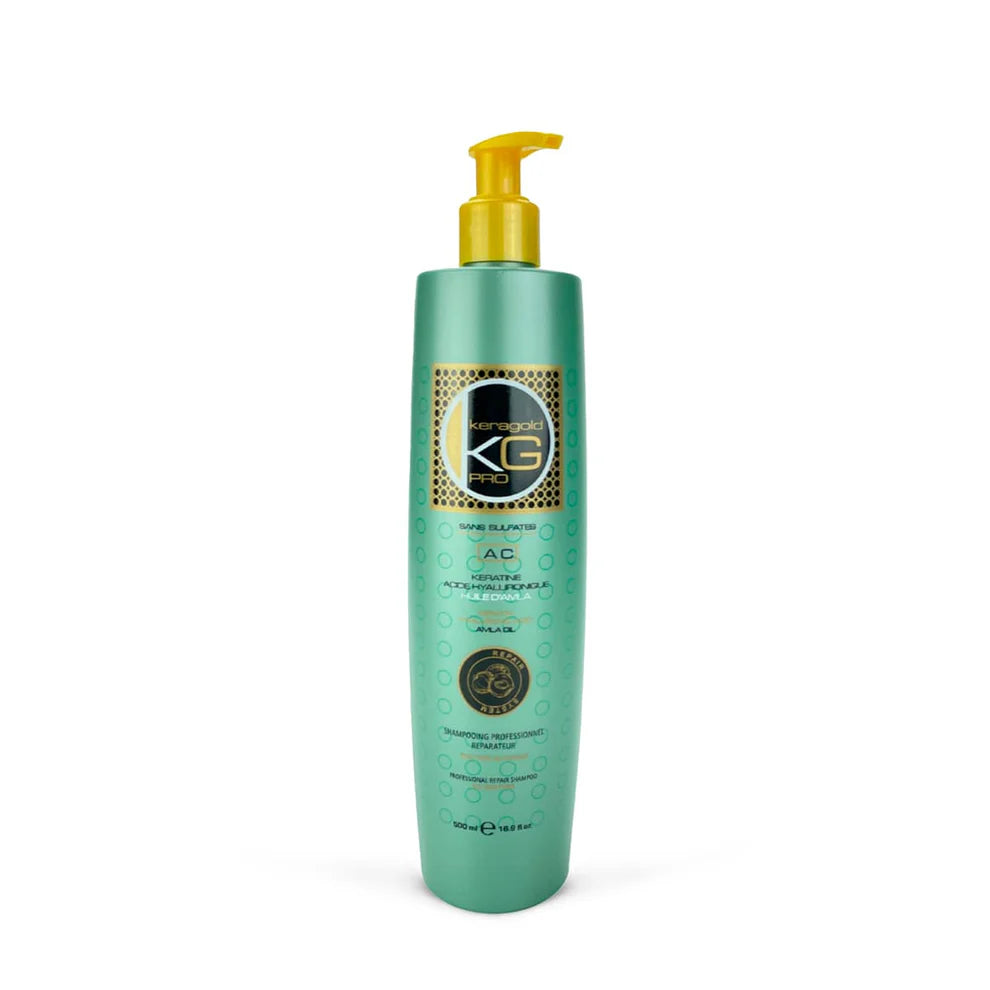 Shampoing Ker Gold PRO Sans Sulfates – Kératine, Acide Hyaluronique & Huile d’Amla | Réparateur Professionnel 500 ml